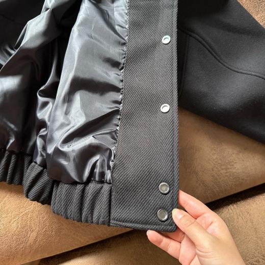 D110233王嘉尔同款Solo Wool Varsity毛呢皮质翻领夹克外套 商品图8