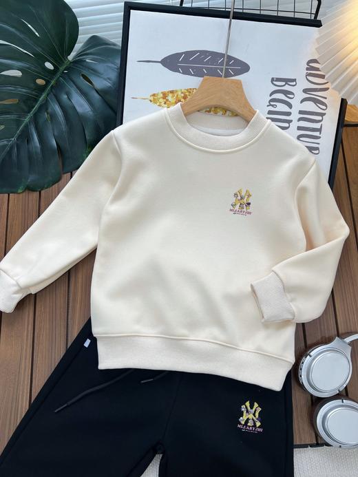 D110220宇宙飞船宽松舒服加绒圆领儿童套装 商品图2