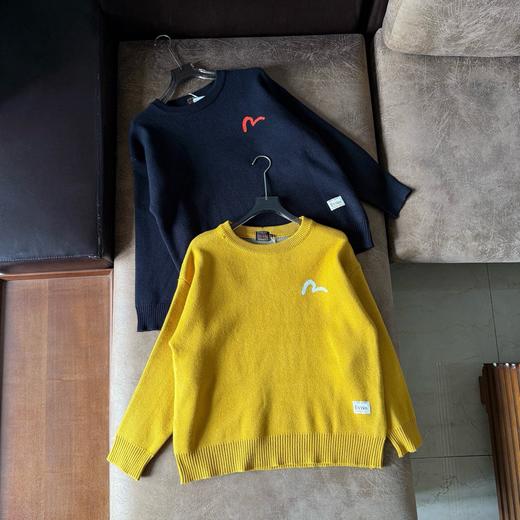 D110234秋冬招财猫嵌花休闲黑色长袖圆领宽松保暖针织衫圆领毛衣 商品图0