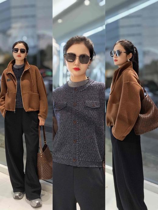 588282拉链抽绳羊绒短款大衣外套 商品图5