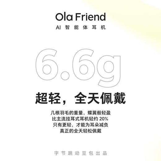 Ola Friend智能体耳机 开放式不入耳AI蓝牙耳机超轻6.6g长续航挂耳式豆包运动无线耳机 小钱包充电仓 商品图7