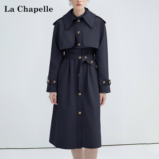 拉夏贝尔/La Chapelle无袖翻领连衣裙短款外搭风衣套装女高级感时尚小众 商品图3