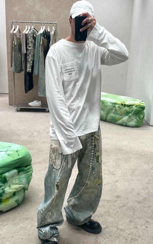 男款口袋印花长袖T恤ba001 商品图3