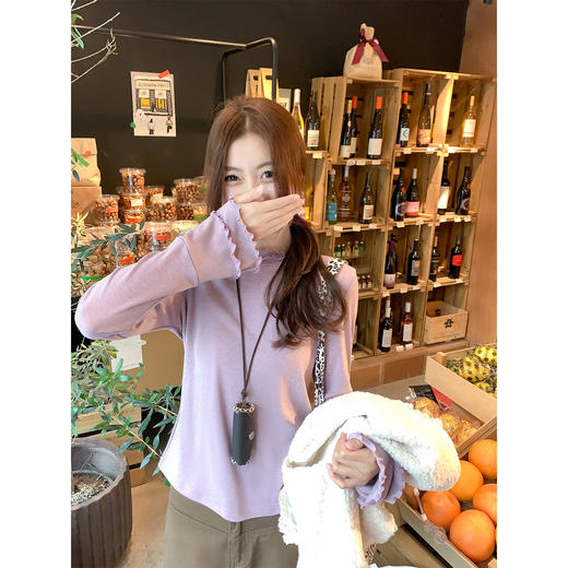 <曾小咸推荐>紫色内搭长袖T恤打底衫 商品图0