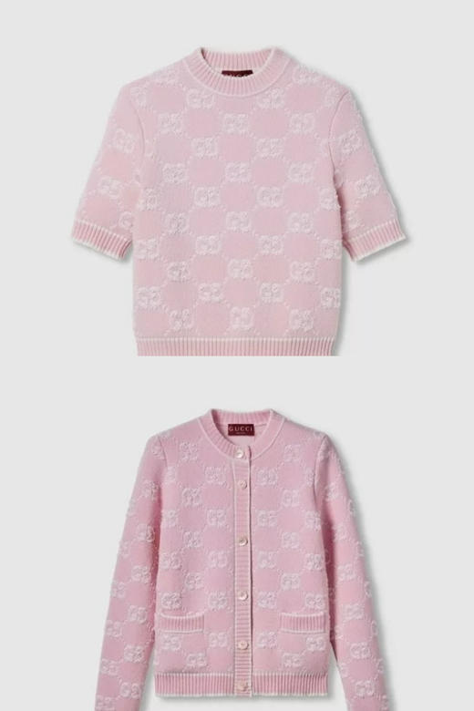 GG-S 粉紫色羊毛结子绒短袖/开衫 商品图0