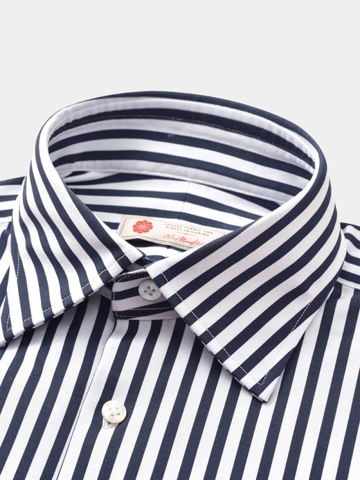 AhhhCotton 100支双股深蓝糖果条纹意式工艺衬衫 商品图2