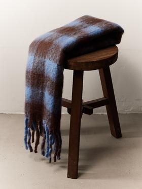 鹿鹿推荐·【复古棋盘】冬季保暖氛围感蓝棕格围巾