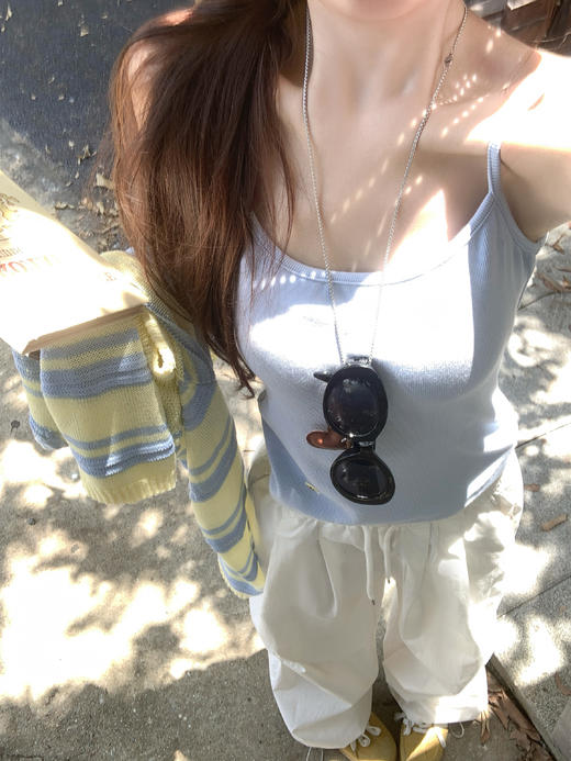 <曾小咸推荐>黄蓝条纹针织罩衫背心两件套 商品图8