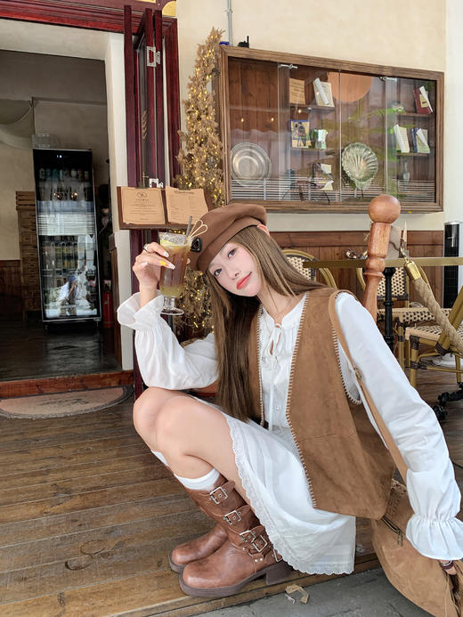 【149元任选2件】现货！法式复古风棕色简约百搭马甲 商品图7