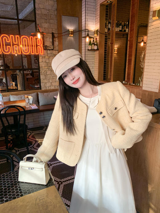 【169元任选2件】现货！杏色领口侧边蝴蝶结长裙 商品图7