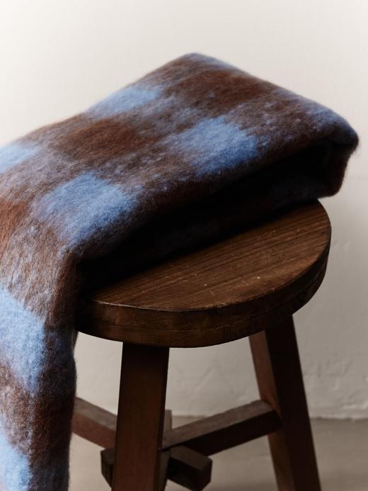 鹿鹿推荐·【复古棋盘】冬季保暖氛围感蓝棕格围巾 商品图1