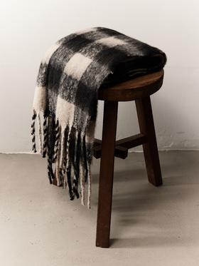 鹿鹿推荐·【格子氛围】冬季高级感流苏黑白格围巾