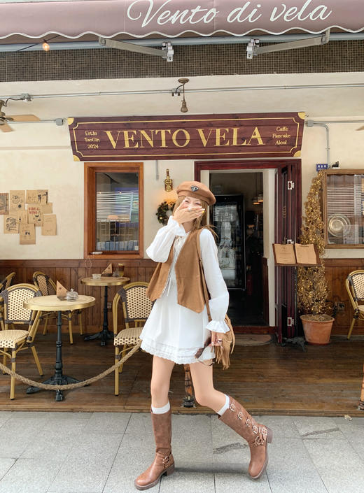 【149元任选2件】现货！法式复古风棕色简约百搭马甲 商品图9