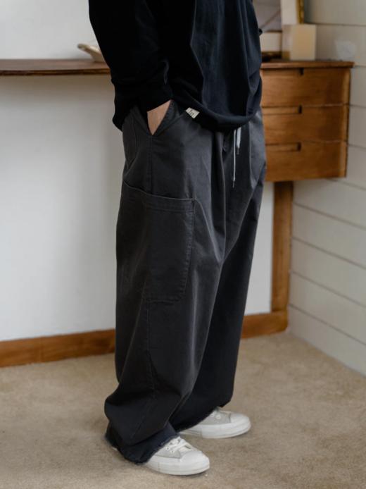 GYOZA PASTA/GP25AW-C050/水洗做旧破坏流苏工装口袋弯刀裤 商品图2