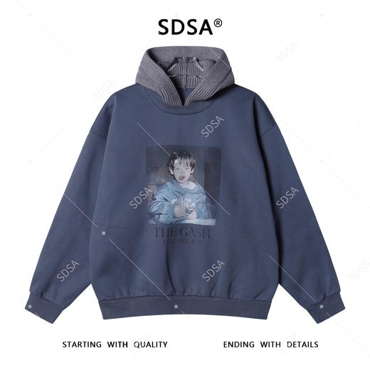 87625SDSA男士秋冬新款痞帅男装美式人物印花拼接连帽卫衣百搭宽松情侣 商品图1