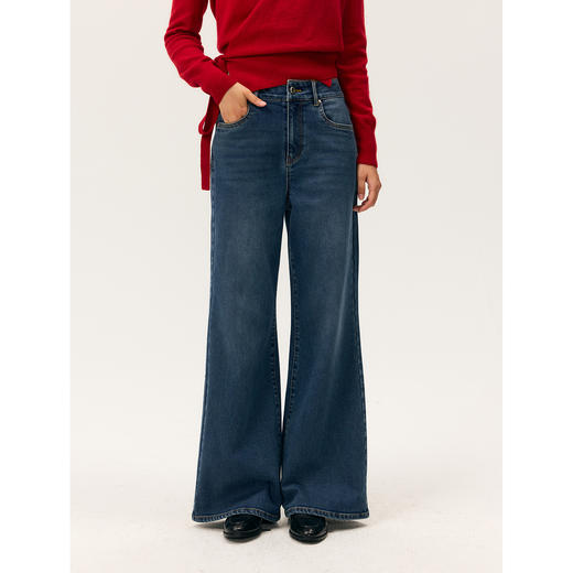 HeyDress修身微喇复古加绒牛仔裤 商品图3