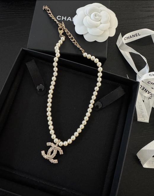 YS17-香奈儿 22K秀款爆款水钻双C珍珠项链（JM*MM） 商品图1