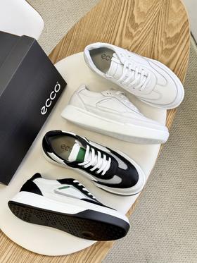 2025新款ECCO爱步男款休闲鞋头层牛皮防滑大底时尚拼色厚底板鞋运动鞋