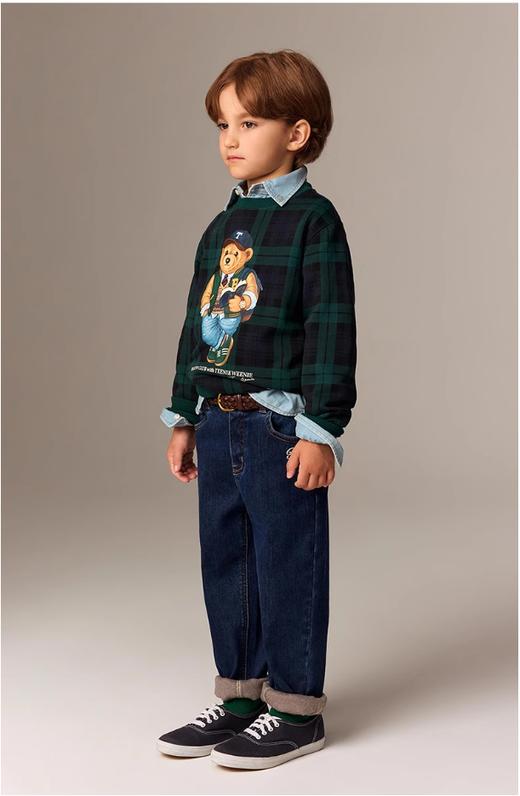 点此购买 110-160T.W卡通小熊冬季男童女童加绒圆领插肩卫衣 gl 334426 商品图2