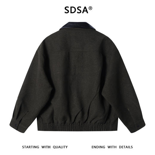 26176SDSA男士秋冬新款痞帅男装美式简约拼皮翻领设计夹克外套复古百搭 商品图4