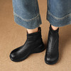 【预售5天】复古风真皮圆头厚底松糕短靴女新款百搭增高休闲马丁靴ASN&3167 商品缩略图4