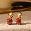 雀说 优雅名媛气质原石红豆耳钉轻奢高级感耳环10403 商品缩略图0