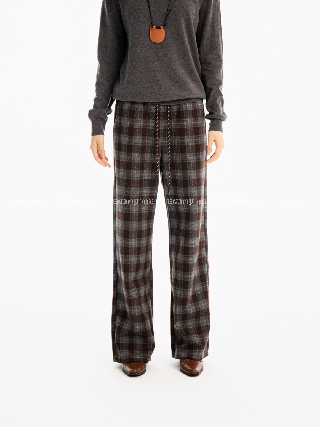 【门店同款】ENJOY冬季经典格纹直筒裤 167743130