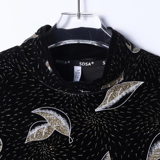 T4966SDSA秋冬新款痞帅男装韩版满印洒金树叶设计半高领长袖T恤百搭 商品图2