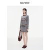 SELFWHO绵羊毛混纺撞色猫图案毛衣短裙女2025冬新款针织衫两件套 商品缩略图1