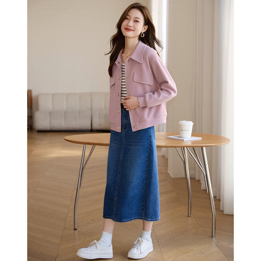 【年货节】熙世界华夫格外套女秋2025新款高级感小香风休闲小个子短款上衣 商品图4