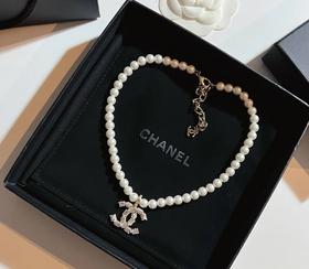 YS17-香奈儿 22K秀款爆款水钻双C珍珠项链（JM*MM）