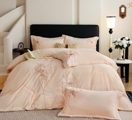 甄选富贵牡丹牛奶绒冬季加厚加绒床单被套四件套床上用品G117800038 商品图1