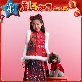 年衣童装儿童中式马甲新款冬装男女童中式背心马夹盛世跃马中式马甲