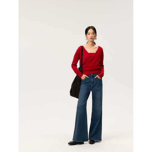 HeyDress修身微喇复古加绒牛仔裤 商品图2