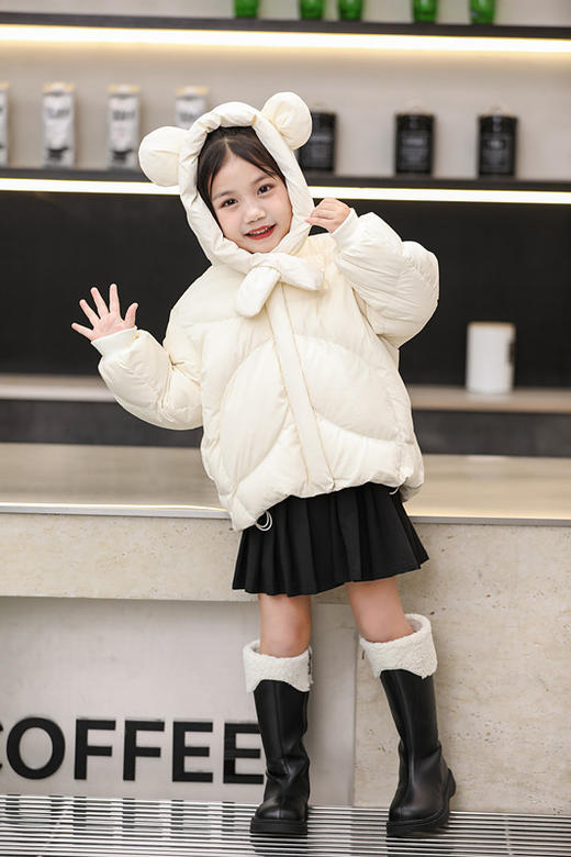 【YW】无忧购儿童羽绒服90白鸭绒短款加厚围巾款小耳朵外套24602（截单后3-5天发货) 商品图14