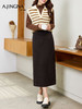 【桑蚕骆驼绒】阿菁娜秋季新款桑蚕骆驼绒半身裙后松紧腰微A版型侧插兜设计F30D213010 商品缩略图4