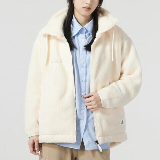 Adidas阿迪达斯 外套女装冬季立领运动服加厚毛绒保暖宽松夹克休闲服 IP7059 商品图2