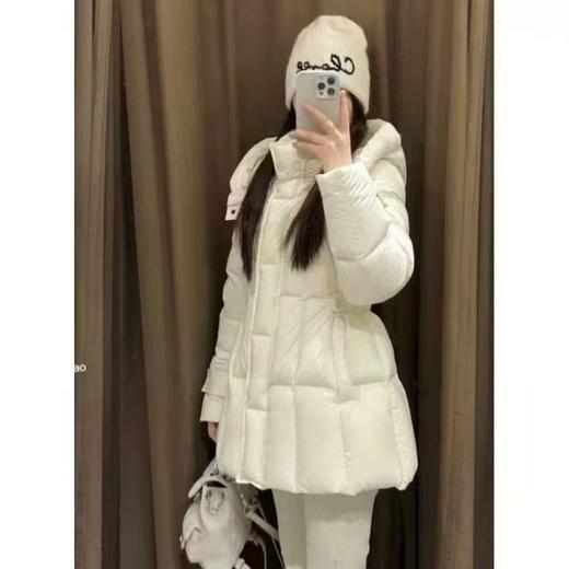 丁摩 冬新款高端90白鸭绒连帽中长款羽绒服女收腰保暖厚外套5ZF-9014 商品图2