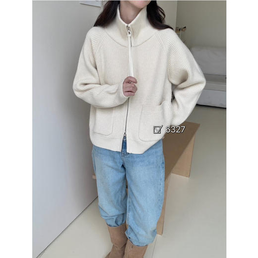 【YW】无忧购【甄选】软糯慵懒双拉链毛衣外套女翻领针织开衫宽松外搭浣熊绒上衣3912（截单后7天发货） 商品图14