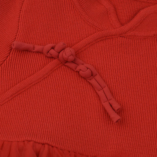 棉果果冬季新品新年款女童中国红喜庆节日氛围毛衣连衣裙中国风连衣裙M522700425769 商品图3