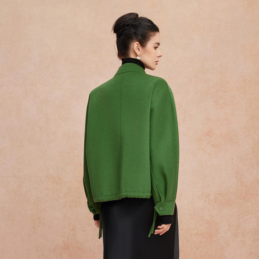 QH905斯尔丽25新款含山羊绒宽松版时尚减龄经典小立领双面呢羊毛大衣 商品图4