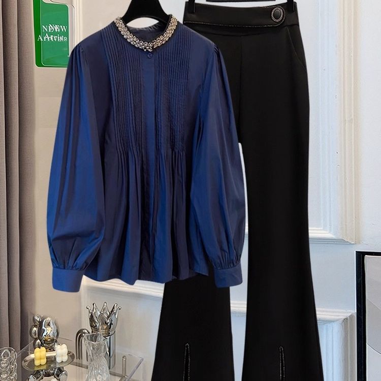 丁摩 大码女装春秋新款法式高级感时尚轻奢娃娃衬衫上衣潮5ZF-3344