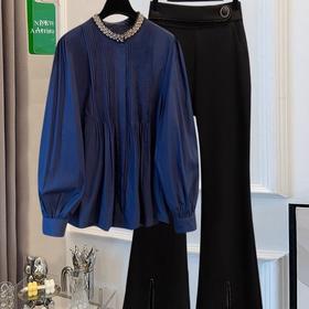 丁摩 大码女装春秋新款法式高级感时尚轻奢娃娃衬衫上衣潮5ZF-3344