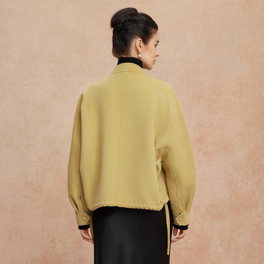 QH905斯尔丽25新款含山羊绒宽松版时尚减龄经典小立领双面呢羊毛大衣 商品图10