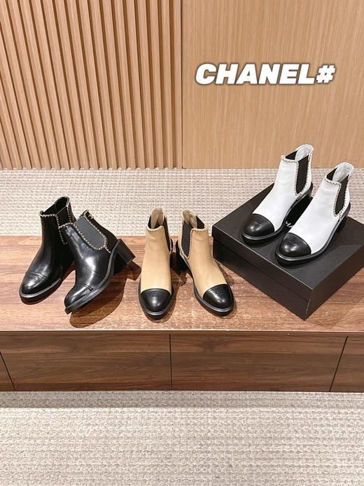 香奈儿 新款拼接链条粗跟短靴（DBG） 商品图1
