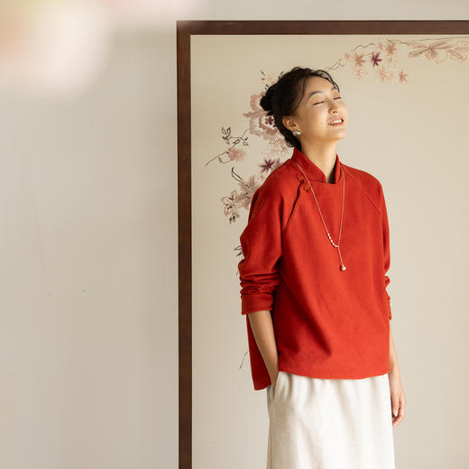 牧衣游原创 净色32支纯棉卫衣宽松中式风百搭舒适亲肤上衣 过兰舟 商品图0