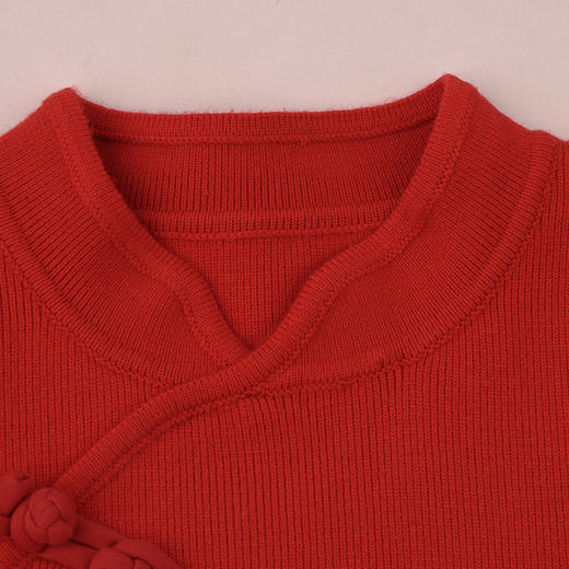 棉果果冬季新品新年款女童中国红喜庆节日氛围毛衣连衣裙中国风连衣裙M522700425769 商品图2