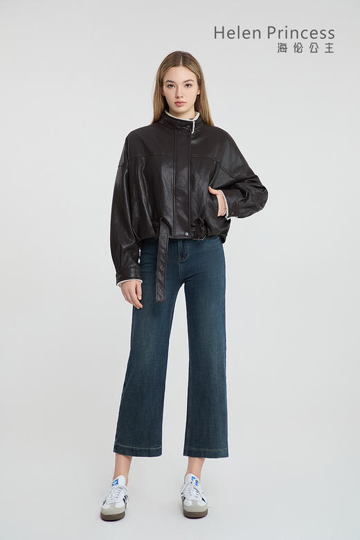 机车风立领加绒皮衣 商品图3