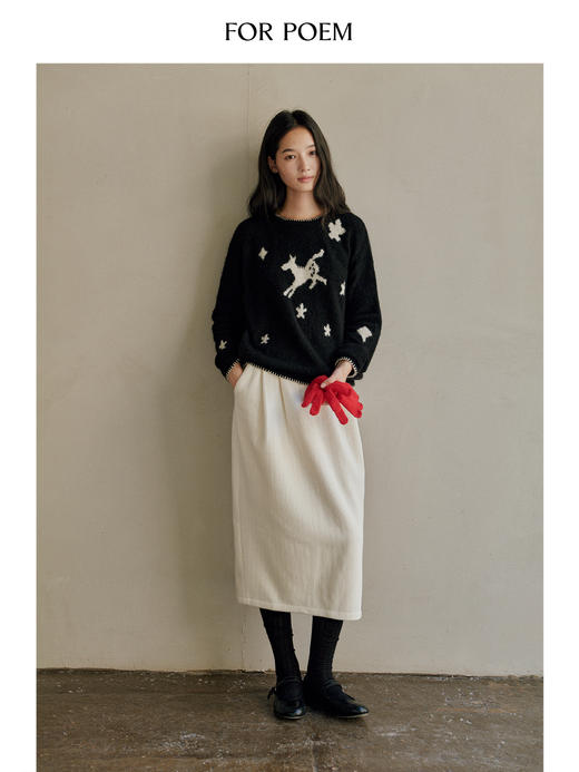 ForPoem 25/FW 原创设计新年马年系列羊毛羊驼套头毛衣内搭针织衫 商品图1