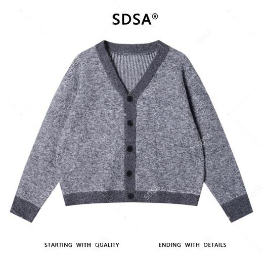 72530SDSA男士秋冬新款痞帅男装韩版休闲撞色纽扣V领开衫毛衣简约百搭 商品图1